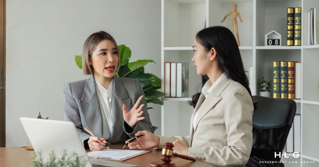 Dallas contested divorce attorney consulting with client on litigation strategy.